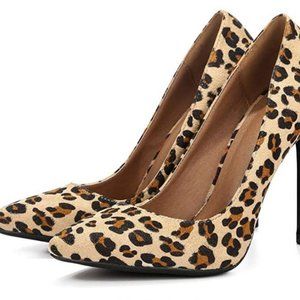 Fereshte Velvet Leopard Print Stiletto High Heels